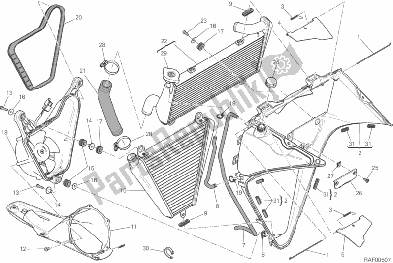 Toutes les pièces pour le Refroidisseur D'eau du Ducati Superbike 959 Panigale ABS Thailand 2019
